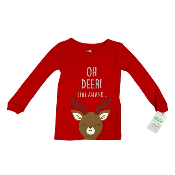 015 Child of Mine 18 Month Long Sleeve Red Reindeer Kids Graphic Tee - Picture 1 of 2